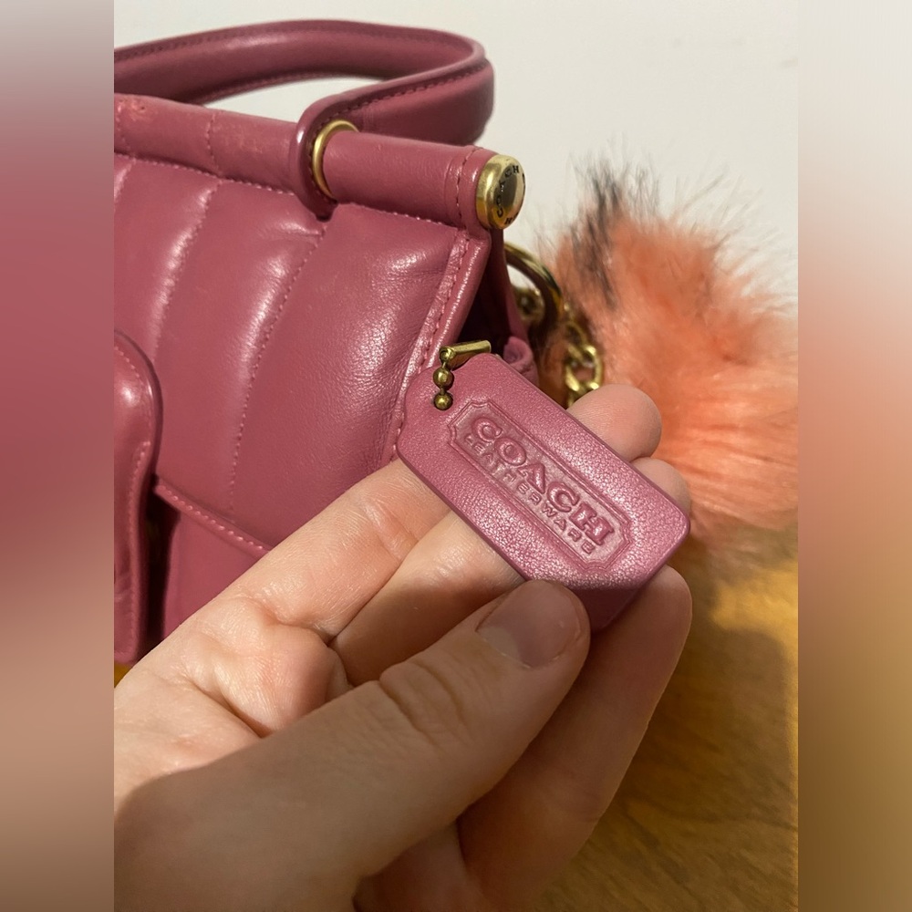 Elegant Pink Quilted Coach Mini Handbag - Picture 8 of 9